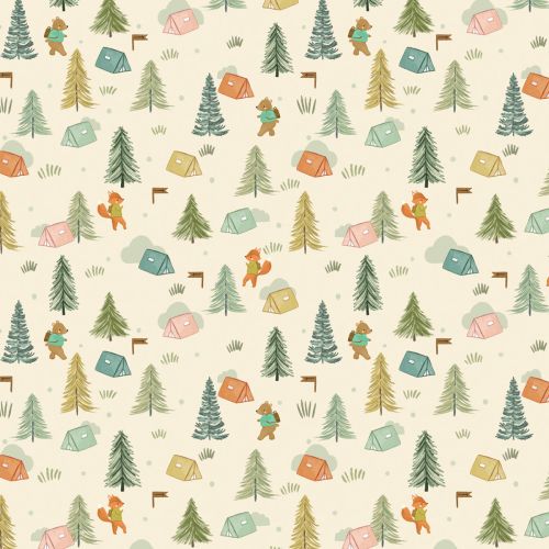 CEDAR CAMP COTTON BY RAMBLE & BRAMBLE FOR DASHWOOD - CAMPING BEIGE