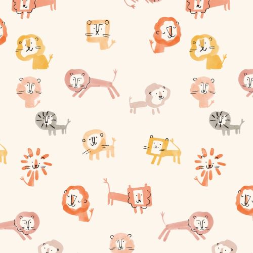 ROARSOME COTTON BY  ISOLETTO DESIGN FOR DASHWOOD - ROAR OFF WHITE
