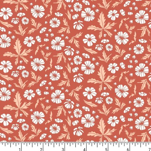 A SUMMER TALE COTTON BY ISOLETTO DESIGN FOR PHOEBE FABRICS - FRIENDLY FIELD ORANGE